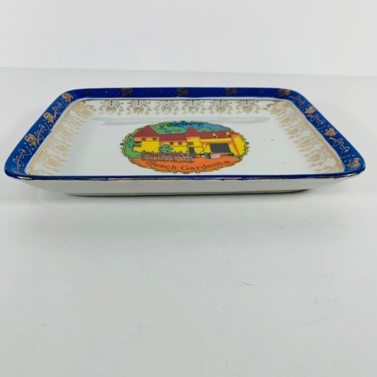 Vintage Bush Gardens France Tourist Plate Collector Gold Accent