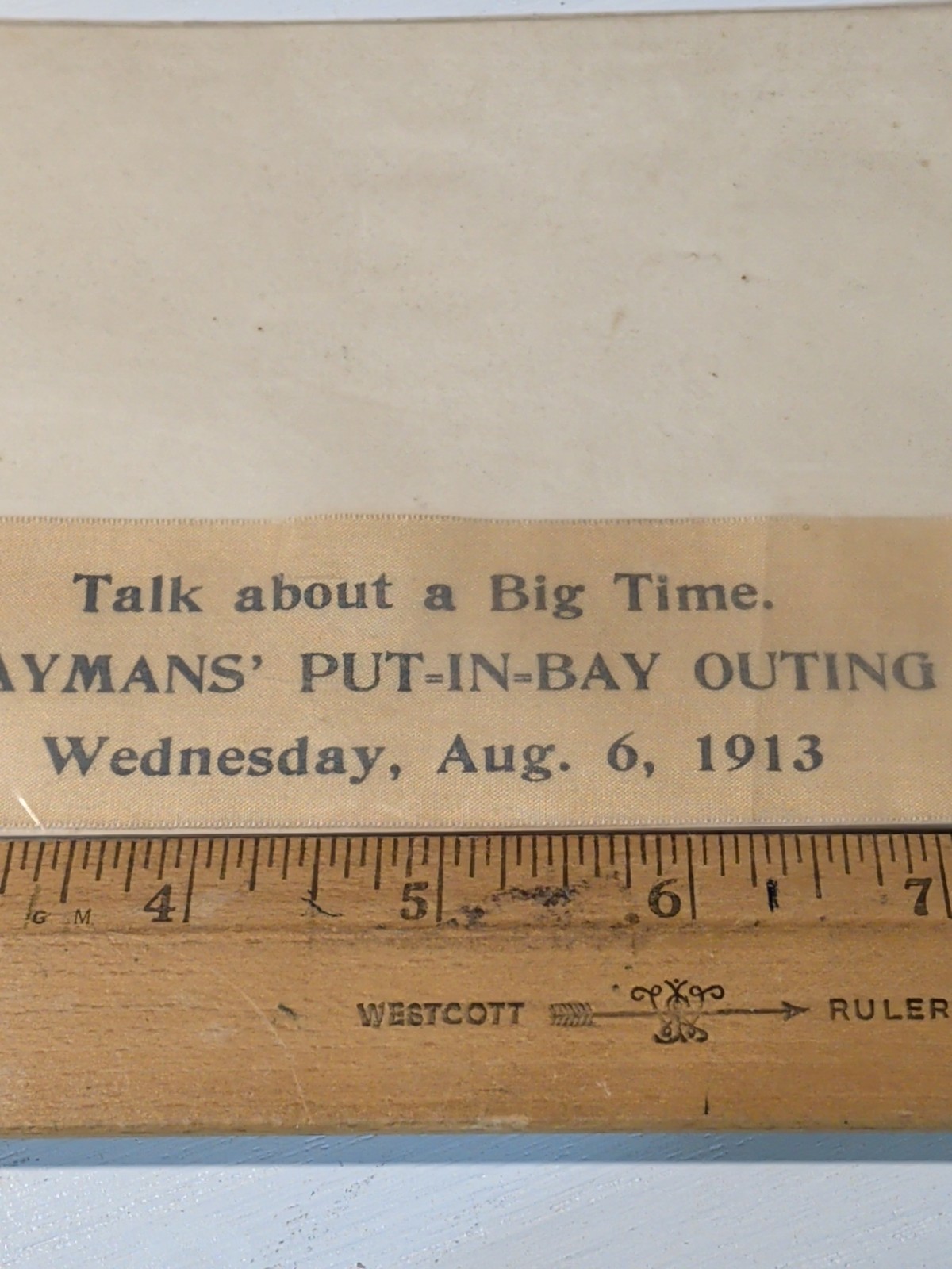Put In Bay Ohio Silk Cloth Ribbon Gaymans’ Outing August 6 1913 Rare Lake Erie