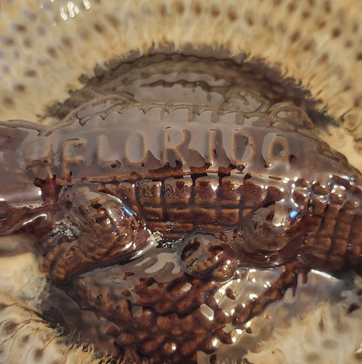 Vintage Florida Souvenir 6″ Round Ash Tray with Gator Made in Japan