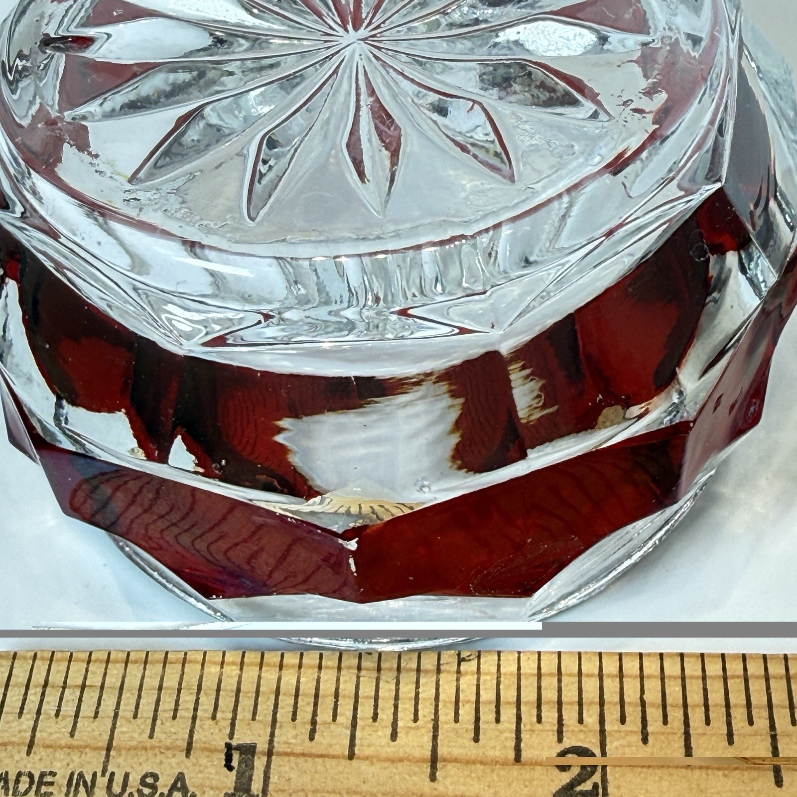 SUMMIT HILL Pennsylvania PA ANTIQUE Ruby Red Flash Souvenir Glass TRINKET BOX