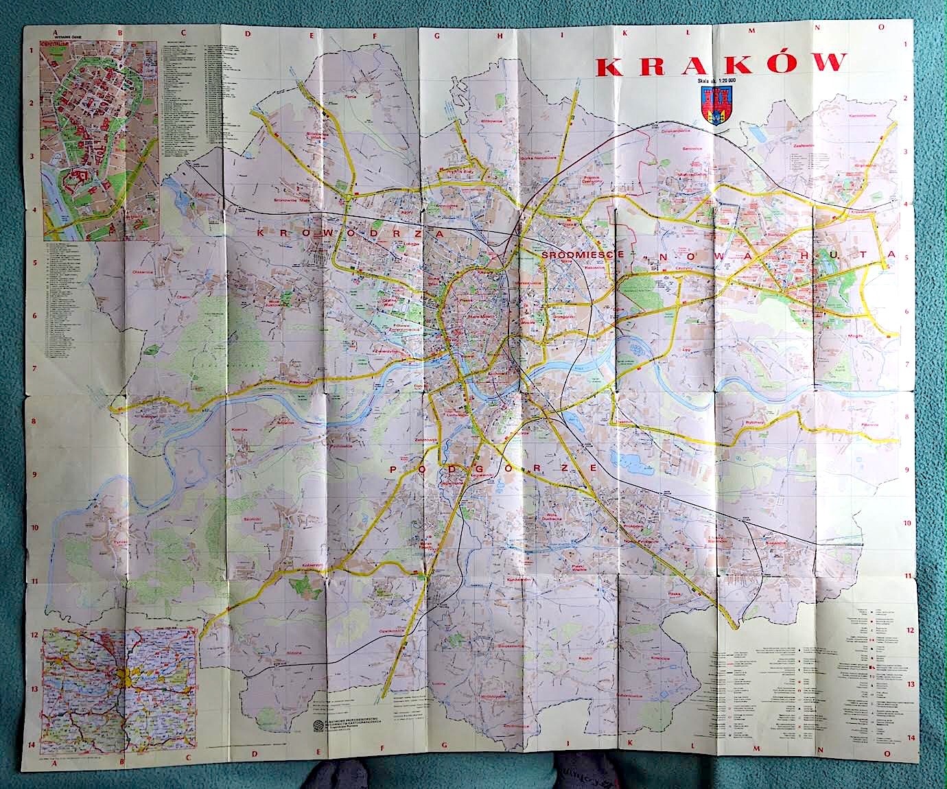 Vintage Street Maps for Krakow & Gdansk, Poland 1980’s