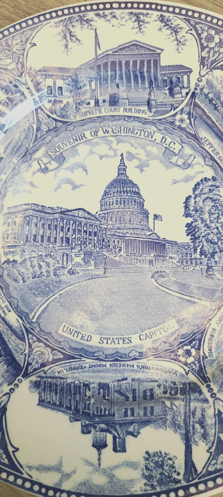 Vintage 10″ Plate Souvenir Washington DC, Blue White United States Capitol