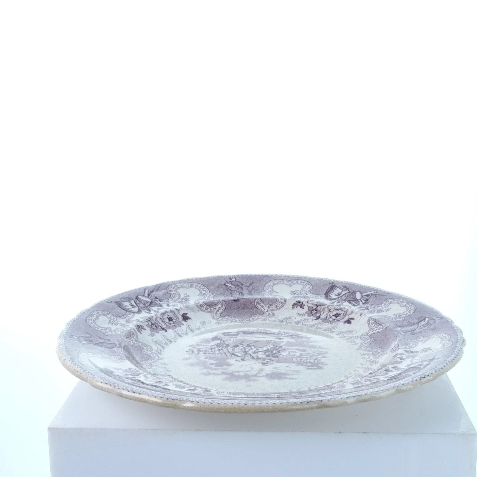 c1850 Texian Campaigne 10.5″ Purple Transferware Staffordshire James Beech H