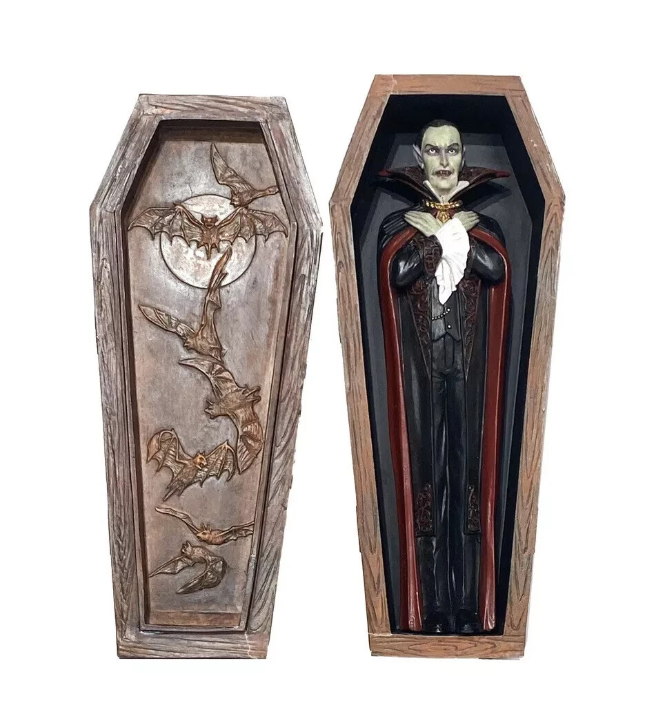 Dracula souvenir figurine from Transylvania Romania in a casket for collection