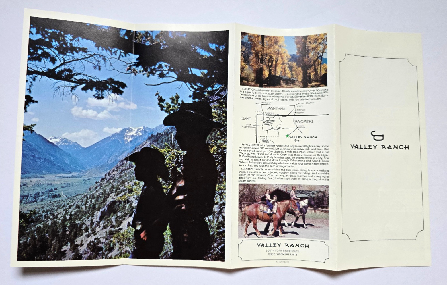 LOT of (4) VALLEY RANCH / Cody, Wyoming / Brochures, Pack Trip Booklet / Lazy JD
