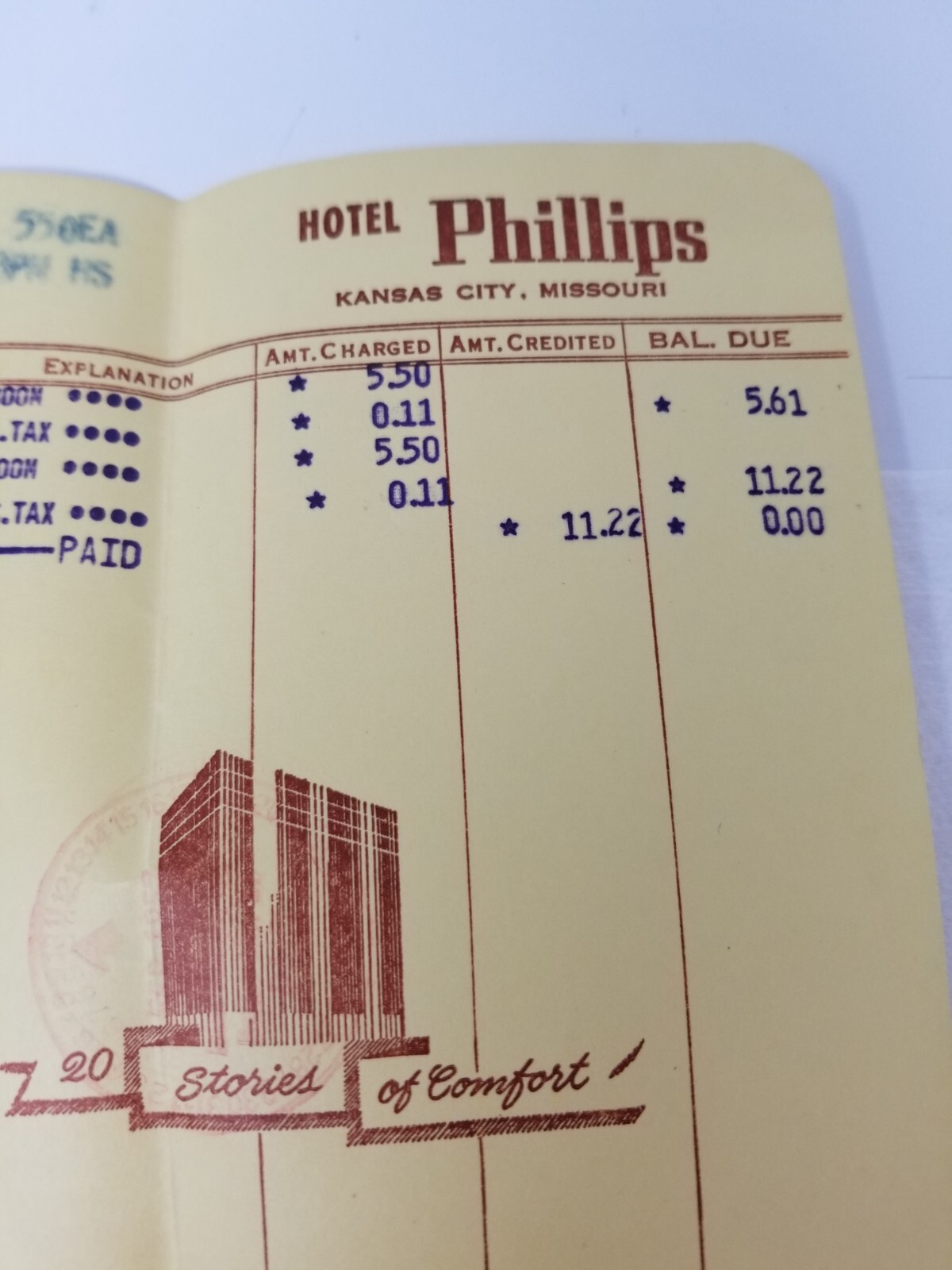 Hotel Phillips Bill February 1957 Kansas City Missouri 20 Stories of Comfort