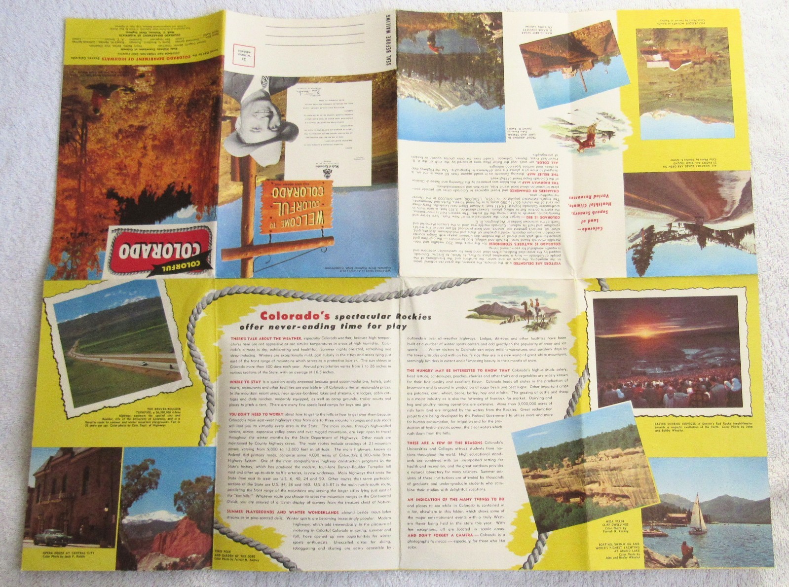 5 Colorful Colorado Souvenir Travel Guides Maps Place Scenes 1941 1950’s Books