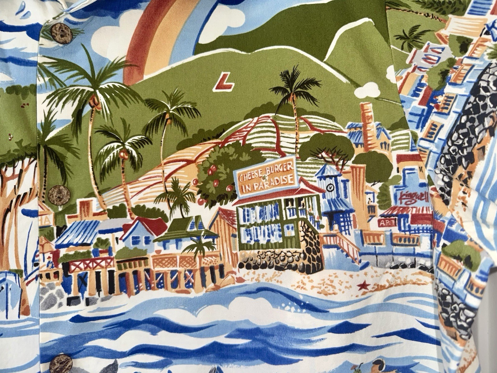 Lahaina Restaurant ‘Cheeseburger In Paradise’ Men’s Shirt Fit XL. NWOT