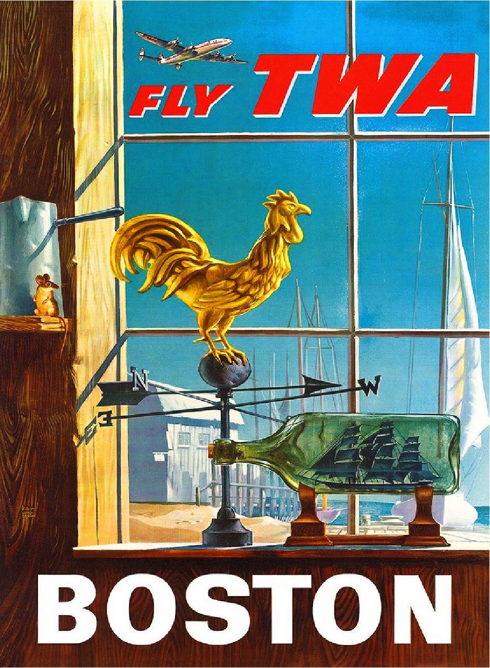 Boston Massachusetts United States America Vintage Travel Advertisement Poster
