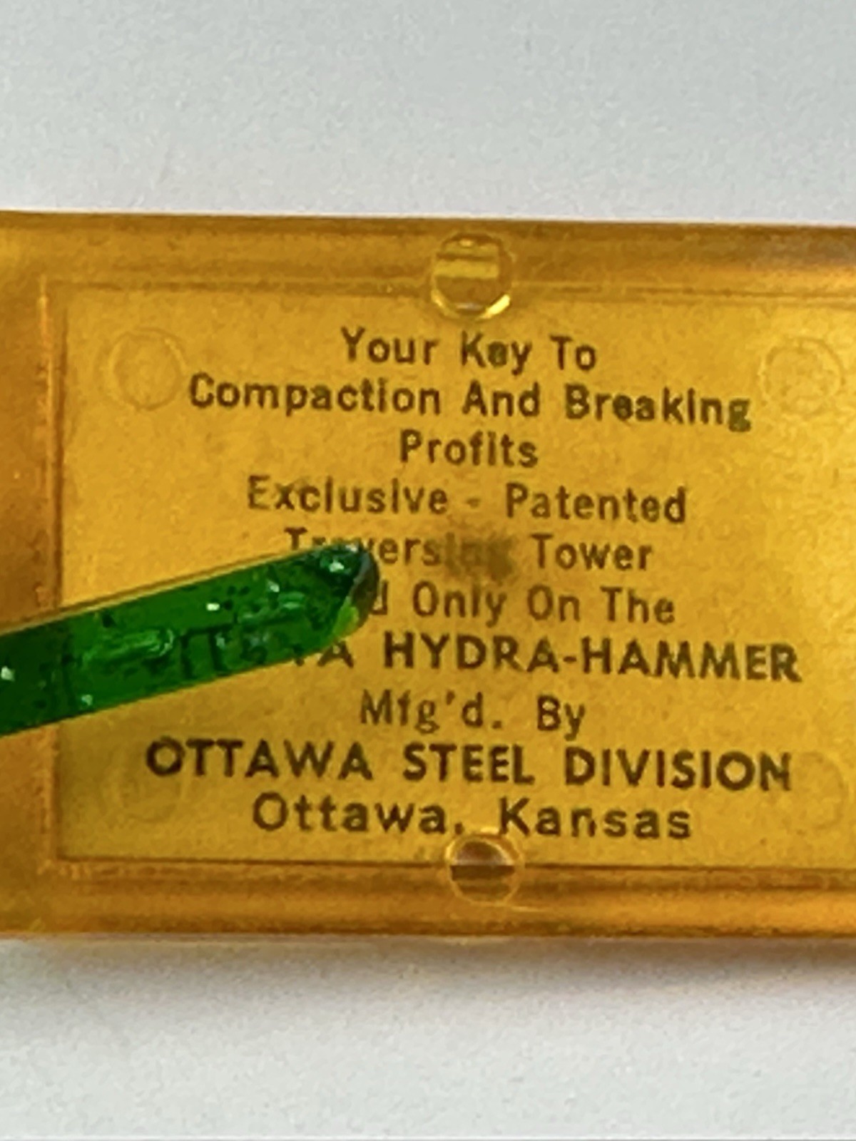 Ottawa Hydra Hammer Ottawa Steel Co. Kansas Lenticular 2 Sided Old Keychain Rare
