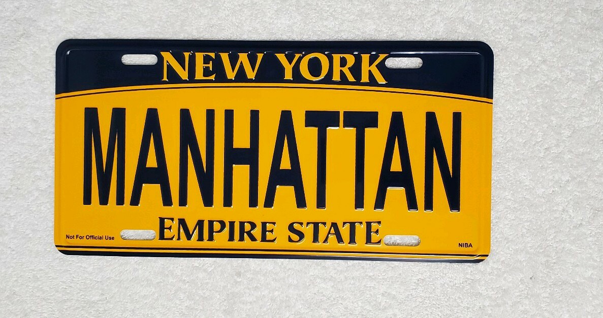 “MANHATTAN” New York License Plate Official Size Embossed Souvenir Travel Gift