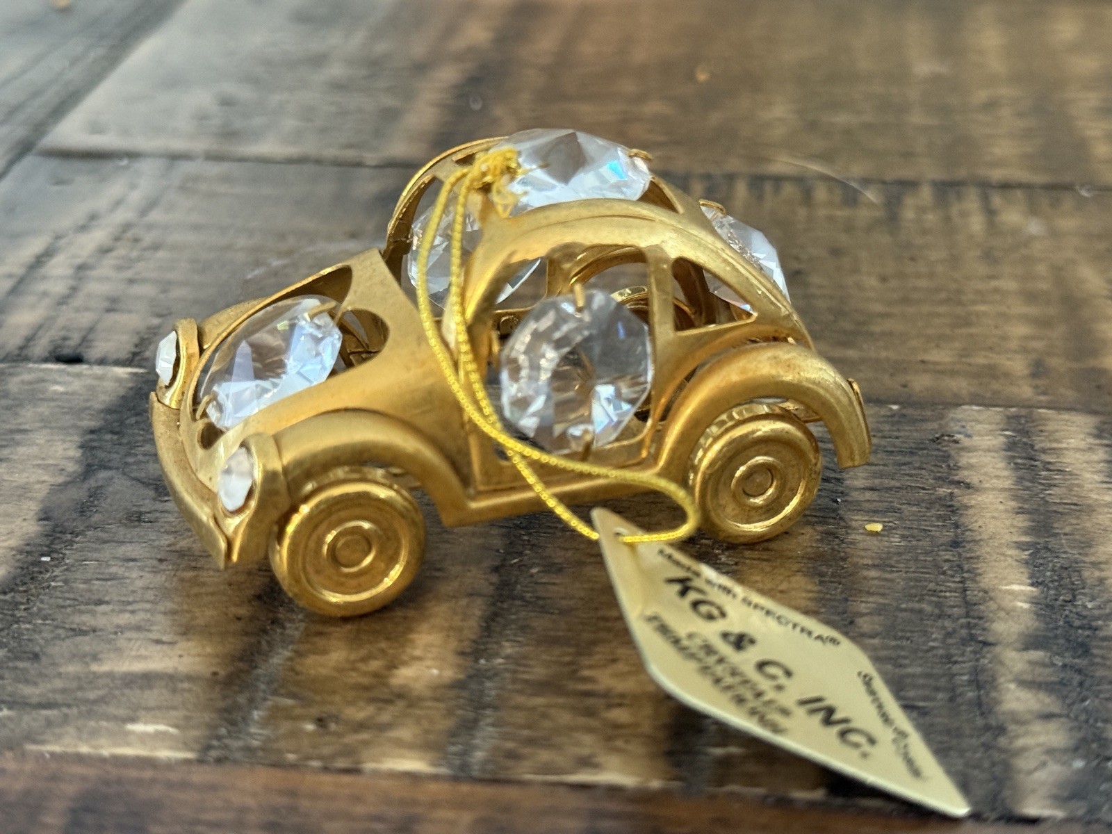 Vintage Ford Model T Car , VW Bug Car Set w/ Swarovski Crystals 24k Gold plated