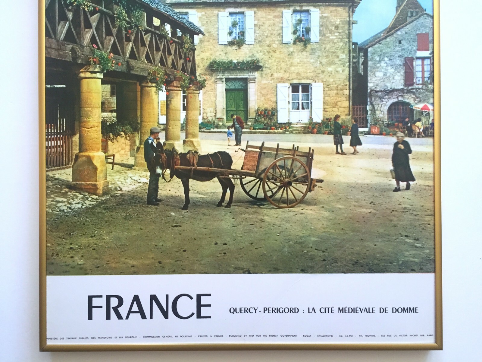 VTG MID CENTURY PERIGORD FRANCE LITHOGRAPH PRINT FRAMED COLLECTOR TRAVEL POSTER