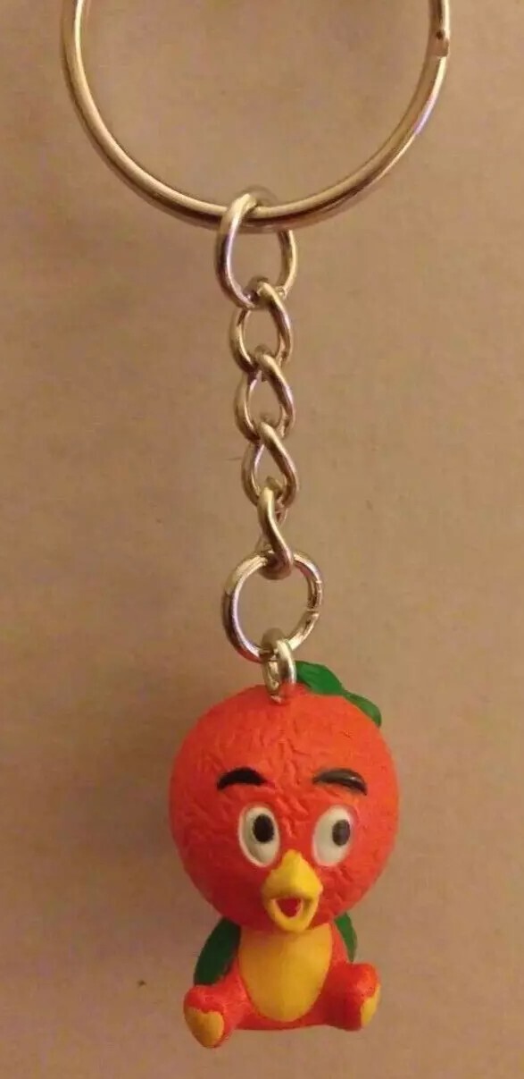 HANDMADE Key Chain FLORIDA ORANGE BIRD FIGURE (1) Inch Tall & Key Ring Diameter!