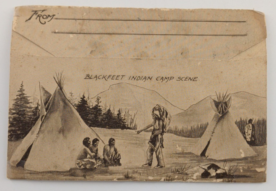 Blackfeet Indians Glacier National Park Souvenir Folder 20 Photos Front & Back