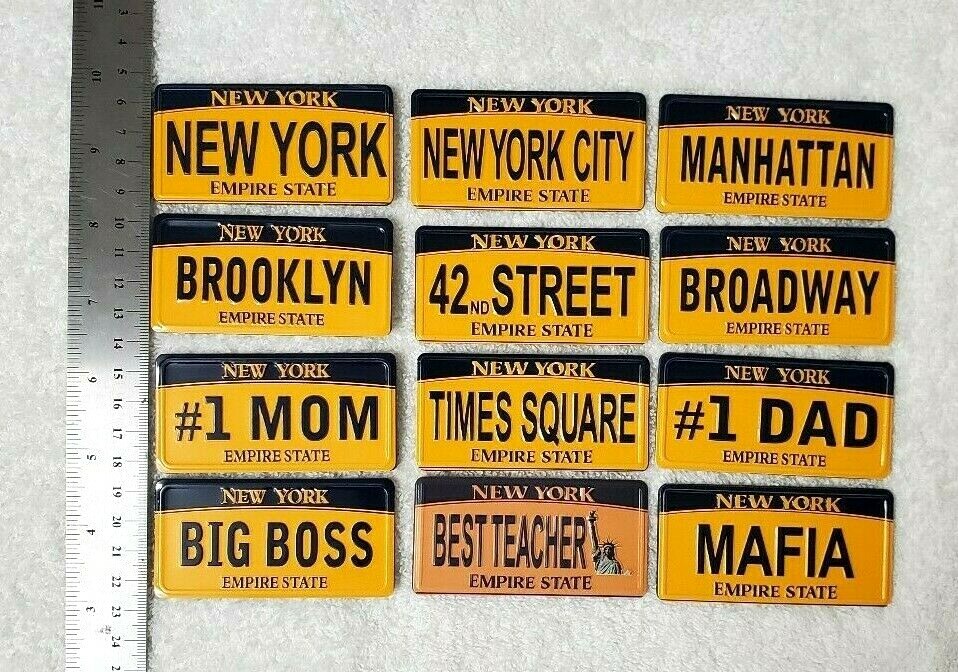 12 PCs New York License Plate Fridge Magnet Mini Size Souvenir Travel Gift