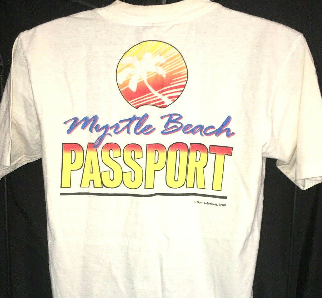 Vtg MYRTLE BEACH PASSPORT T SHIRT Rare Tee SINGLE STITCH Golf SOUTH CAROLINA 80s