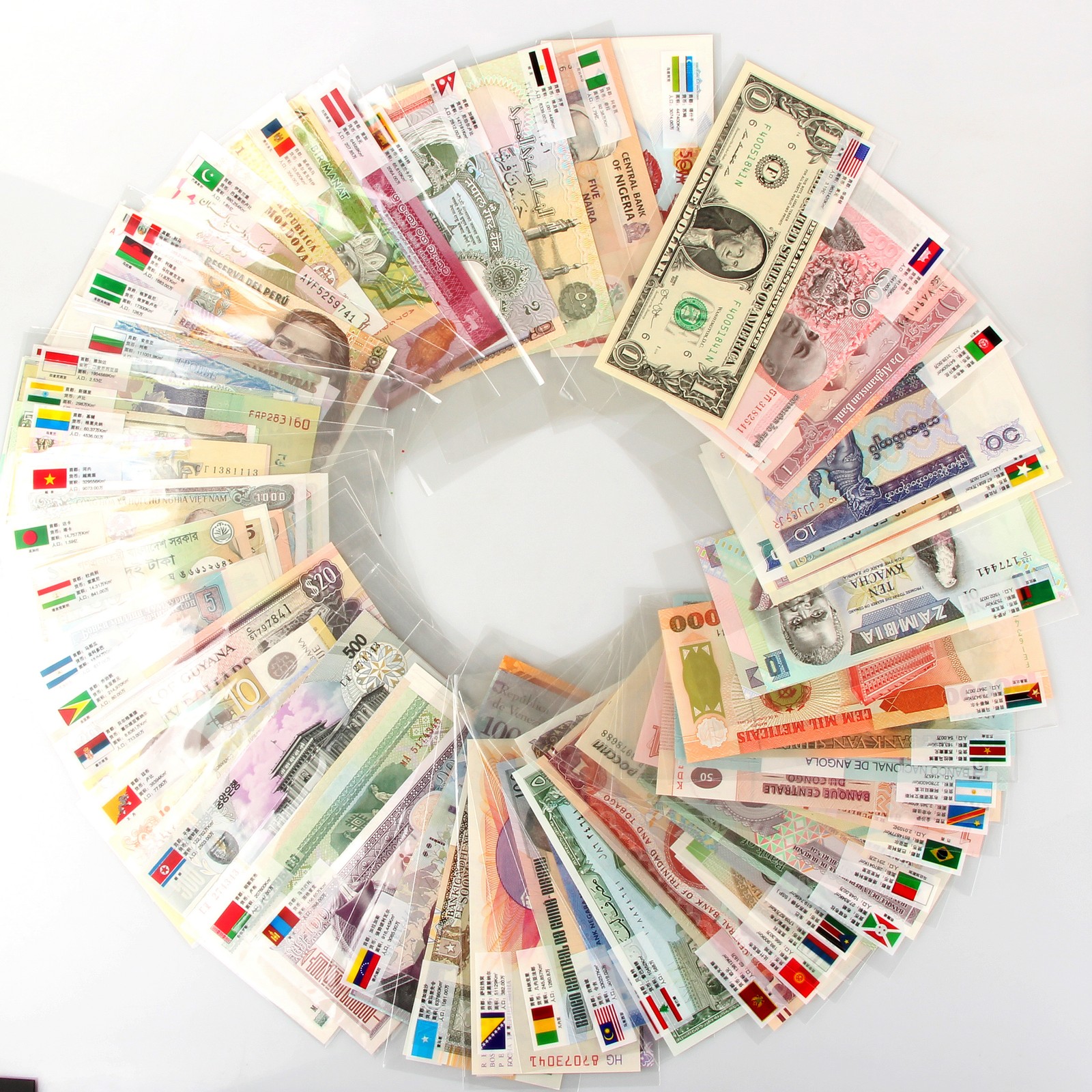 100PCS Different World Banknotes UNC Currency Paper Money set From 50 Countries