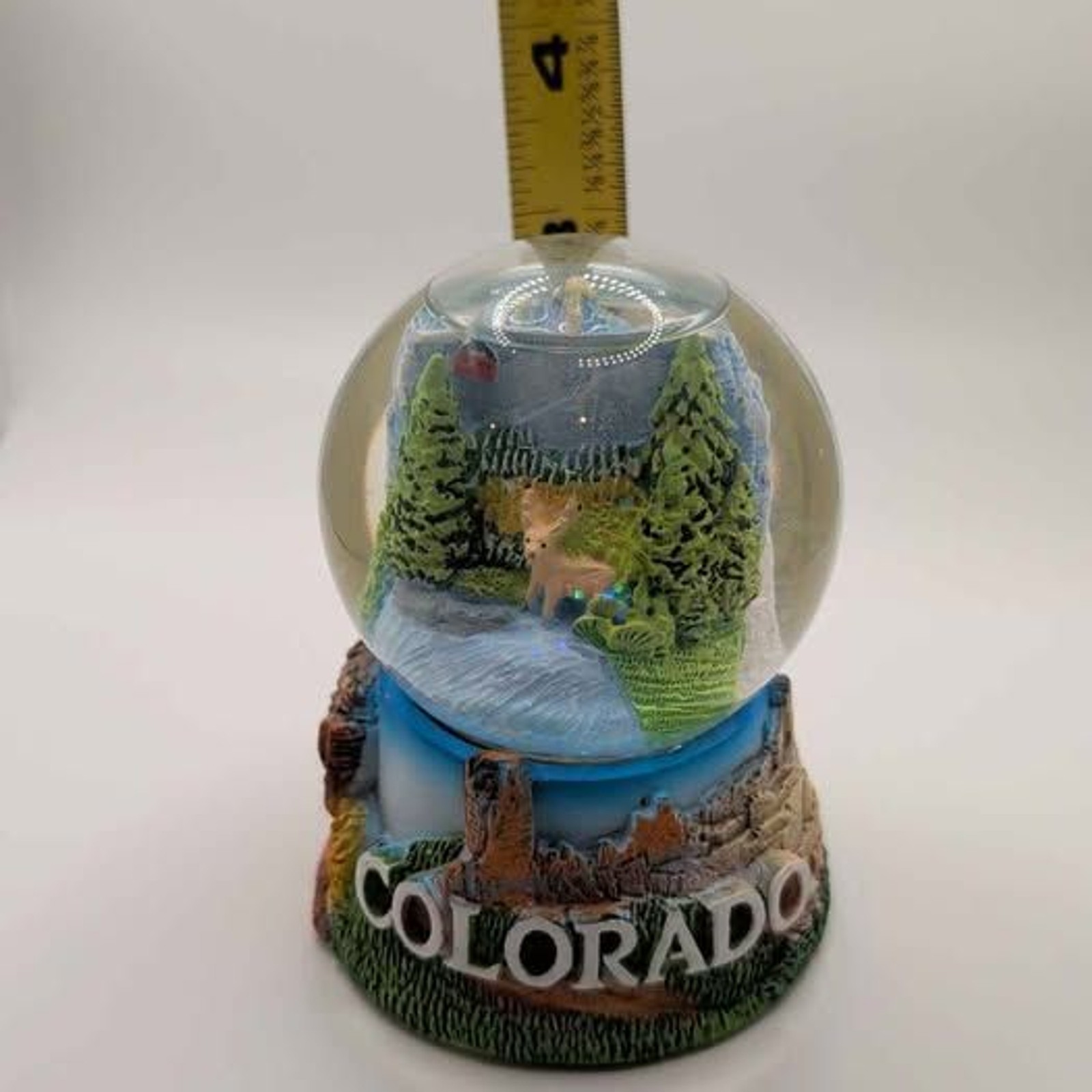 Vintage Colorado Souvenir Snow Globe with Deer and Mountain Scene
