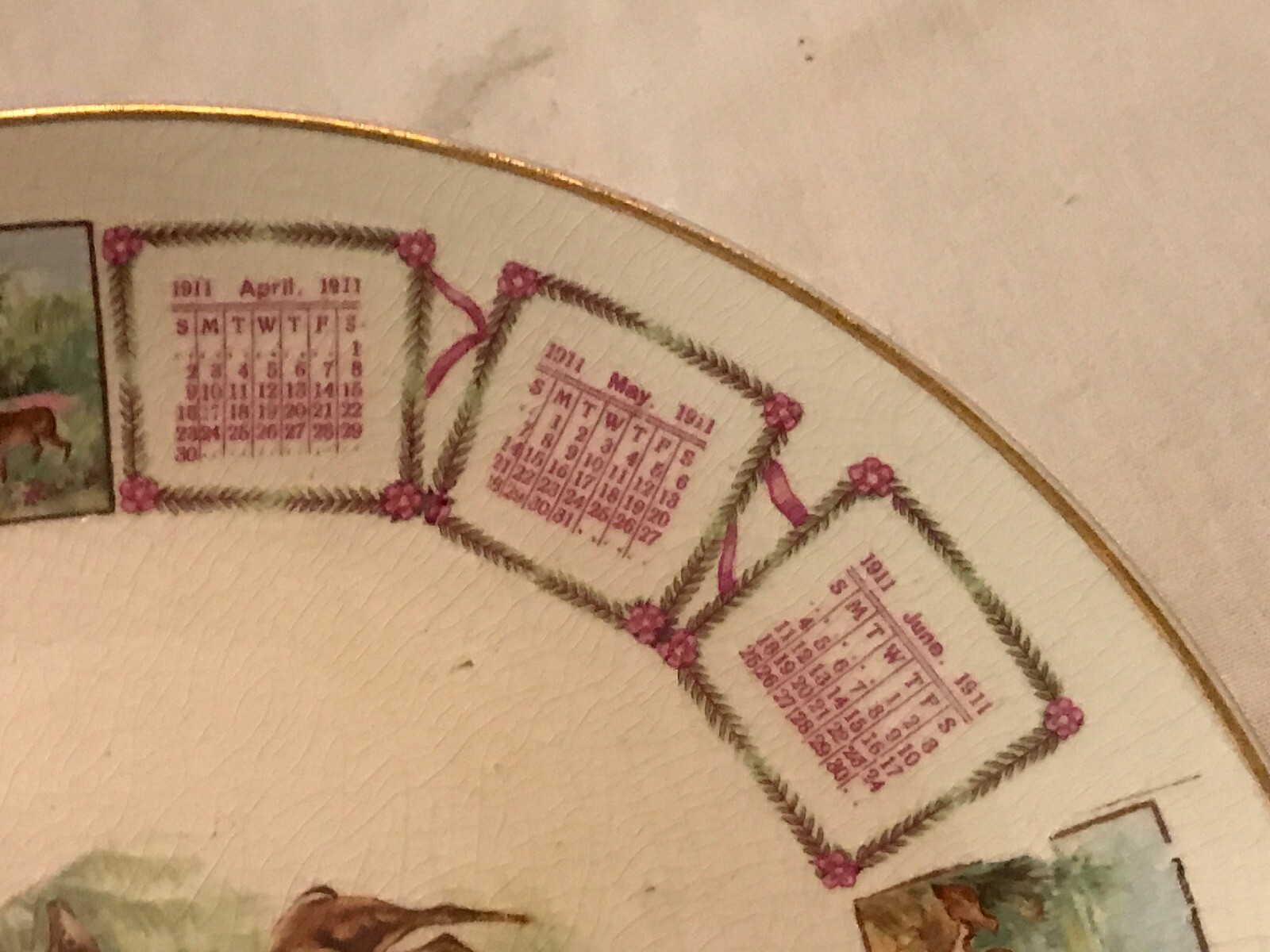 1911 S. H. Armstrong Grocer Calendar Plate, Bloomingdale Ohio