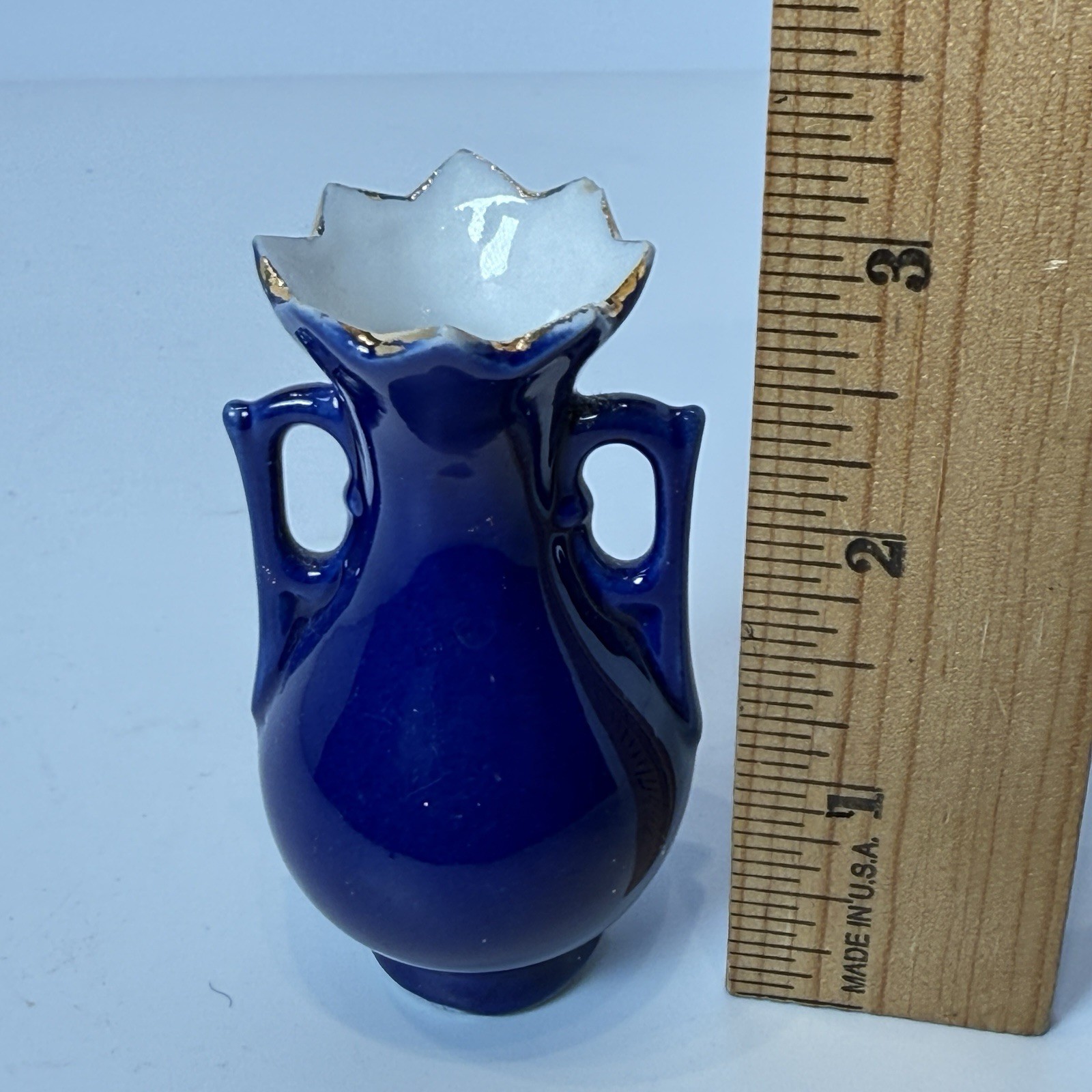 WORCESTER MA Massachusetts Souvenir CLARK UNIVERSITY Porcelain COBALT TRINKET