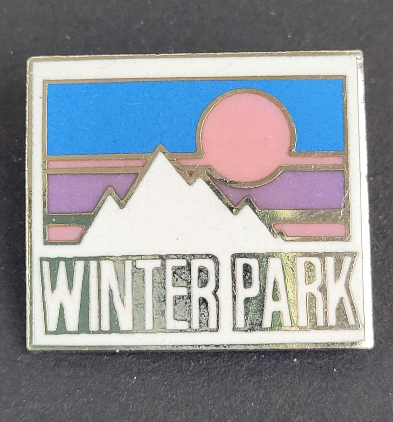 Vintage Winter Park Ski Pin Multicolor