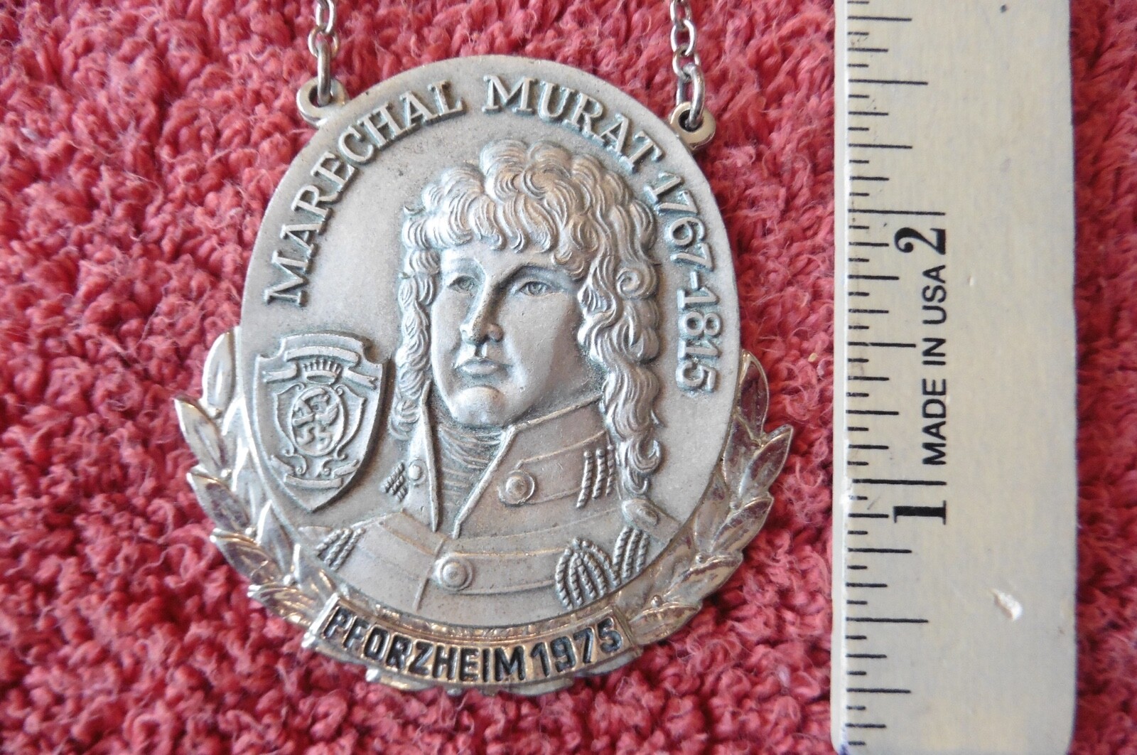 Vintage German Brooch Pin Vintage Souvenir 1977 Pforzheim Marechal Murat Pewter