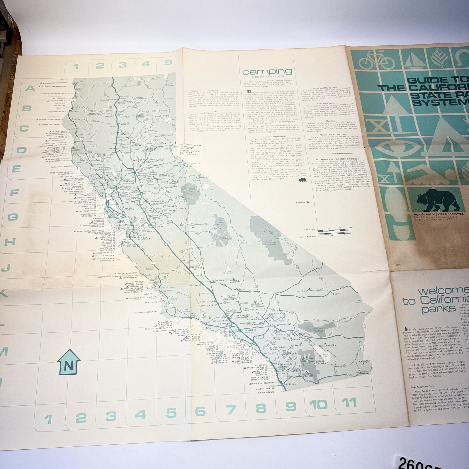 Vintage 1979 Guide to the California State Park System Large Fold Out Map Brochu