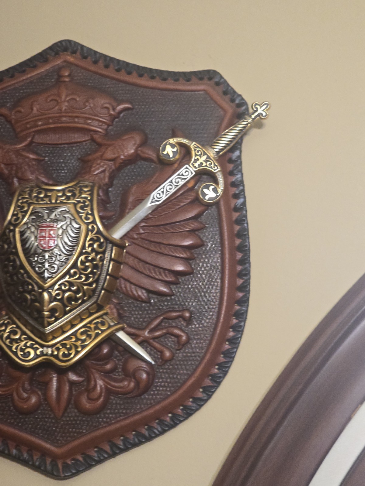 Antique Panoply Coat of Arms Spain Blazon Sword Toledo Eagle- Wall Hanging.