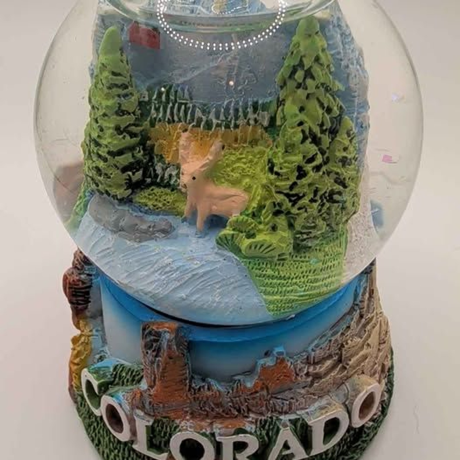 Vintage Colorado Souvenir Snow Globe with Deer and Mountain Scene