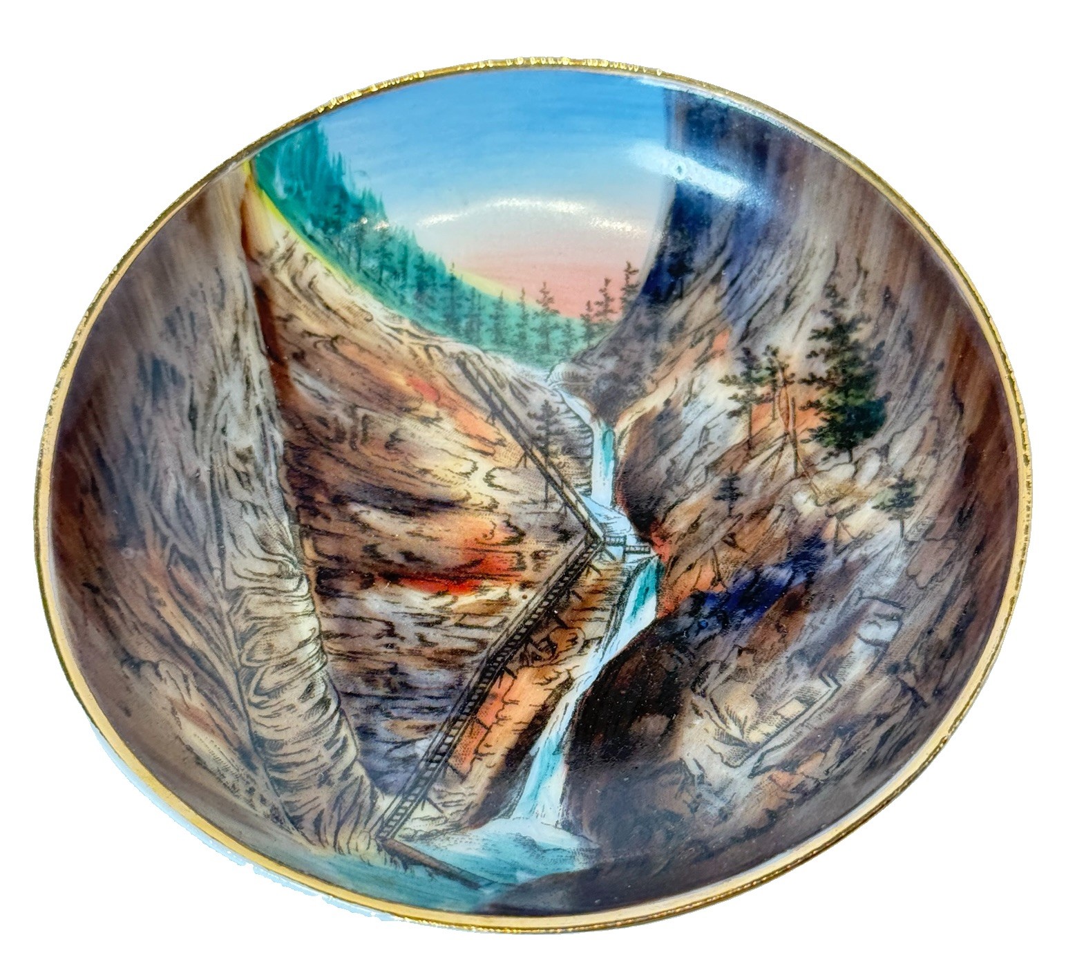 Seven Falls SOUTH CHEYENNE CANNON COLORADO CO Antique Souvenir TRINKET DISH BOWL