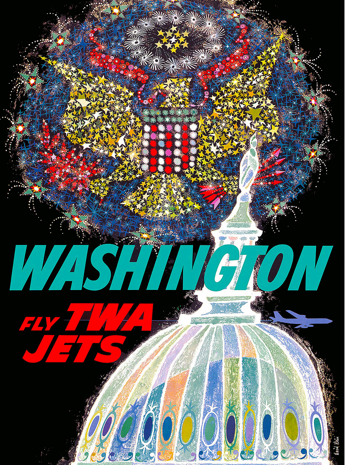 Washington D.C. Airplane United States America Travel Advertisement Art Poster