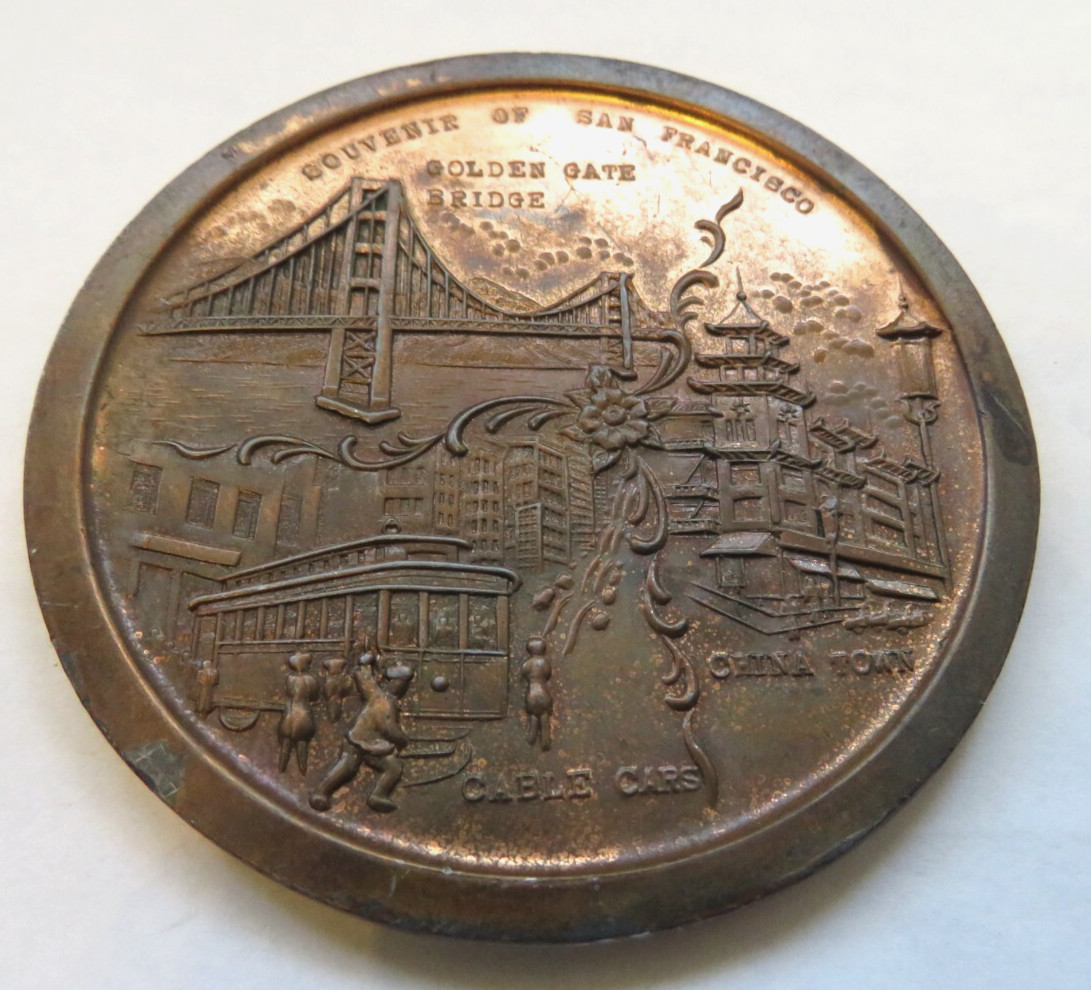 SOUVENIR OF SAN FRANCISCO GOLDEN GATE BRIDGE GIANT INDIAN HEAD LUCKY PENNY