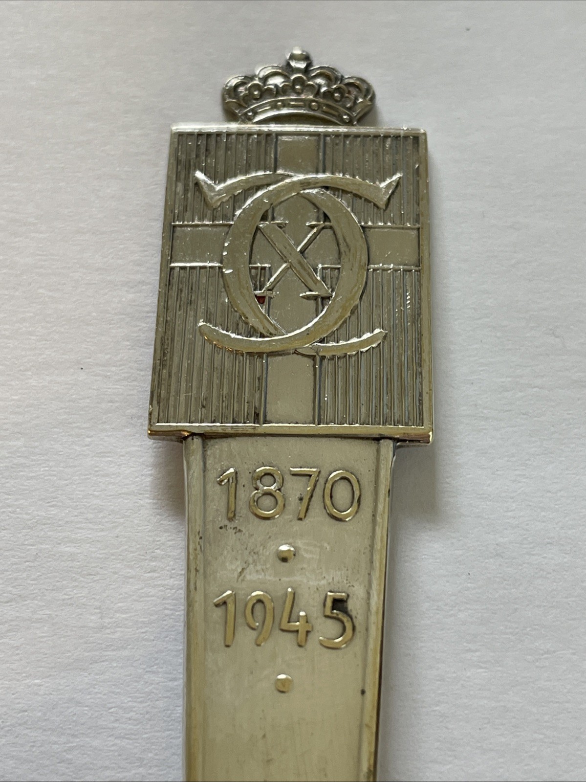 King Christian 75 Years 1870-1945 Denmark Vintage Souvenir Spoon Collectible