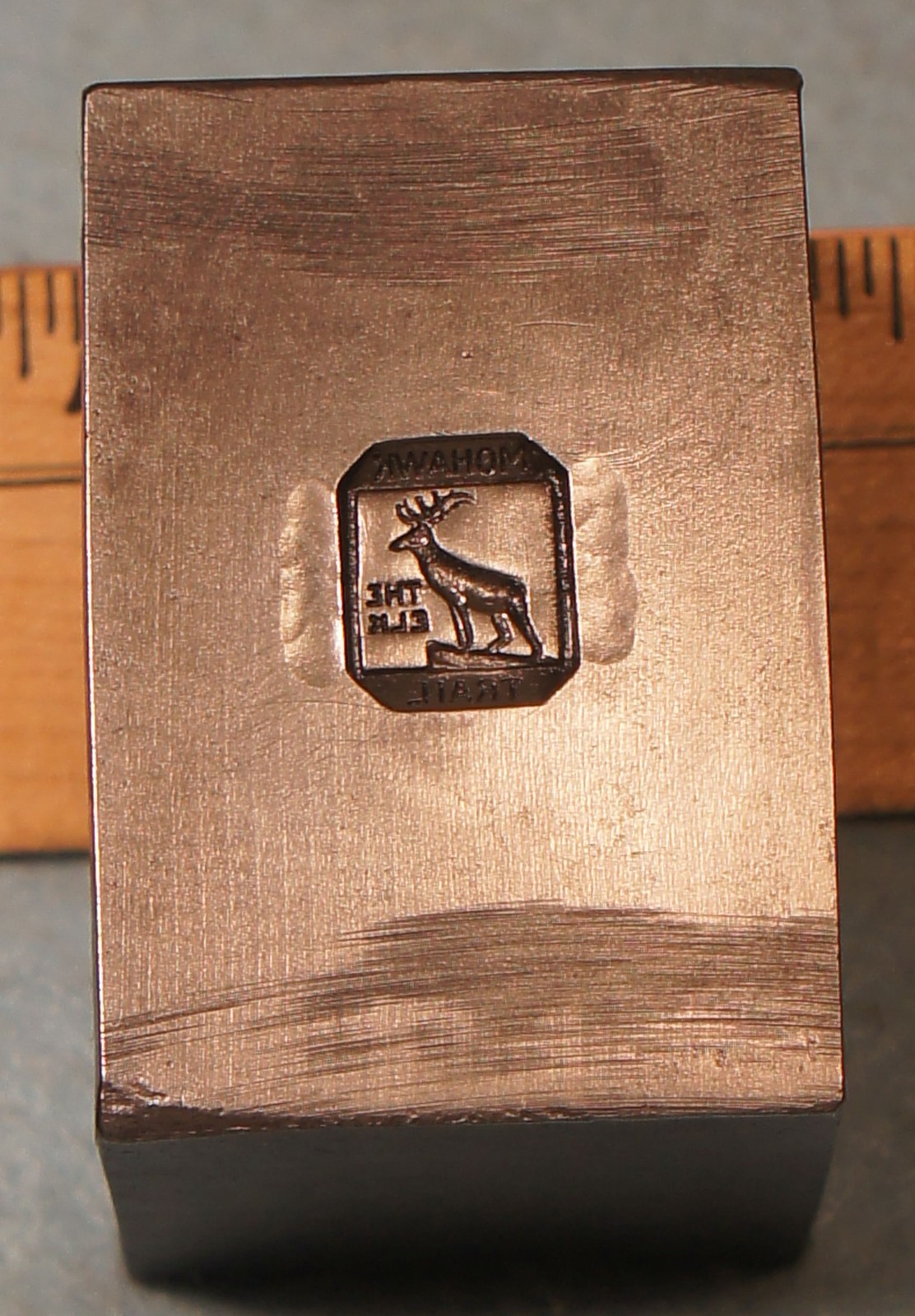 1937 Mohawk Trail MA ELK STATUE Souvenir Pin STEEL STAMPING DIE Robbins RH776