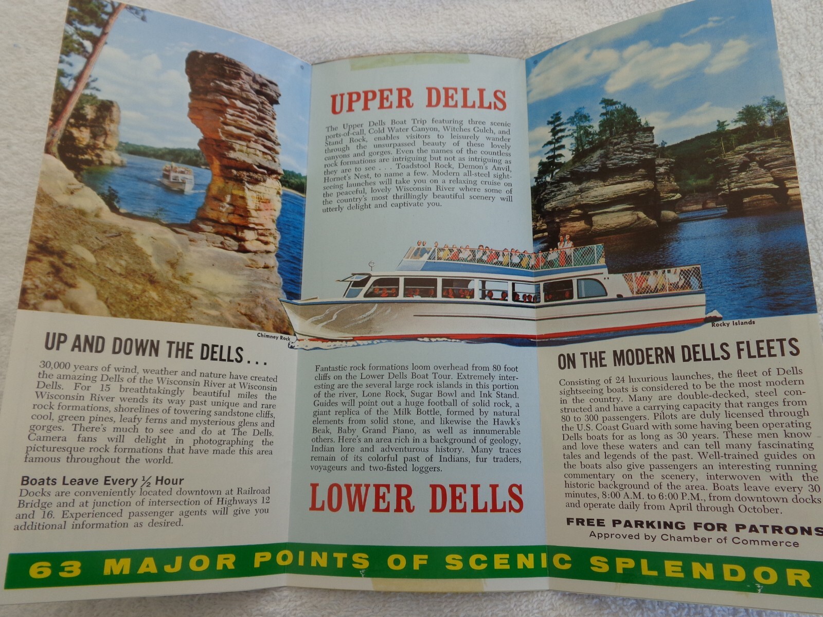 *Dells Boat Trips Wisconsin Dells WI Brochure Pamphlet Vacation Travel Lake VTG