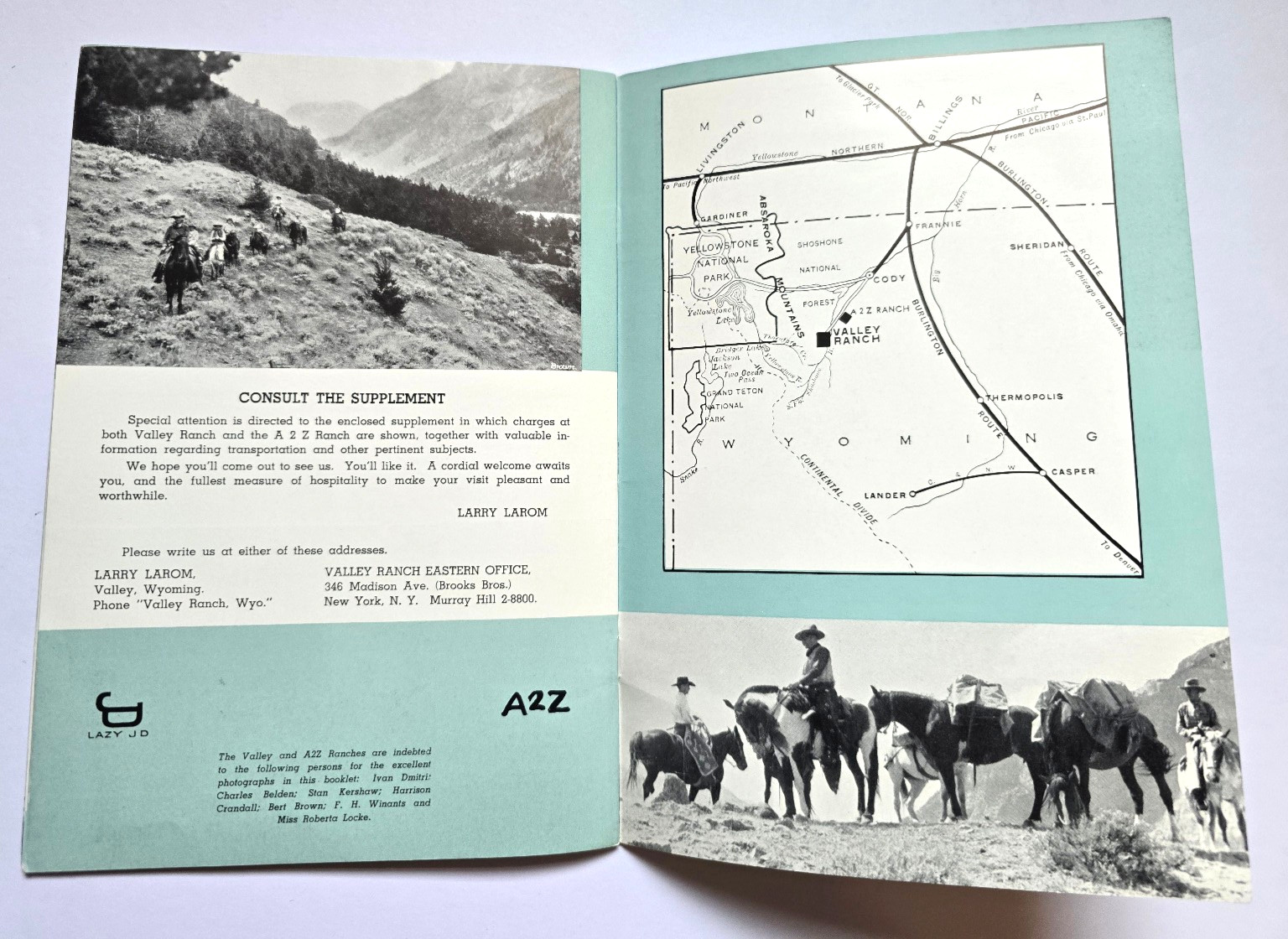 LOT of (4) VALLEY RANCH A2Z / Cody, Wyoming / Tri-Fold Brochures & Travel Book