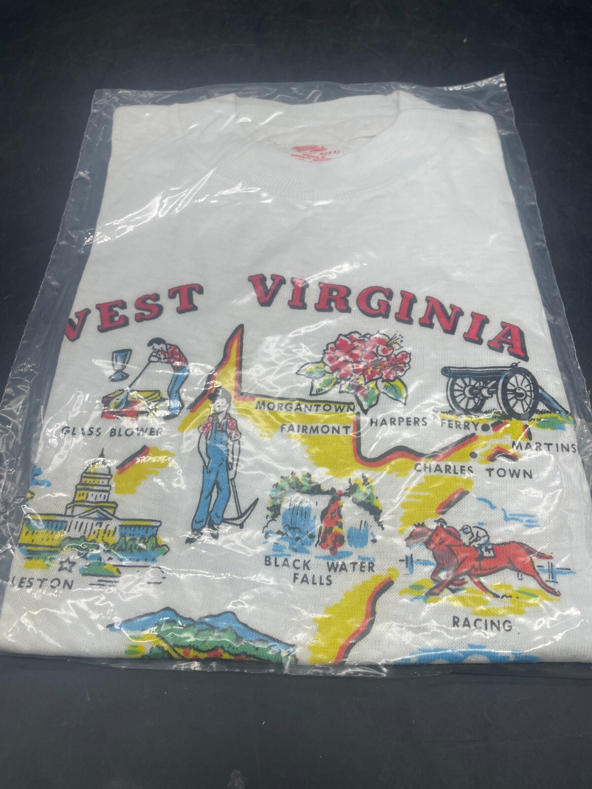 Vintage 70’s West Virginia T Shirt Hanco Kids 6-8 NOS Souvenir