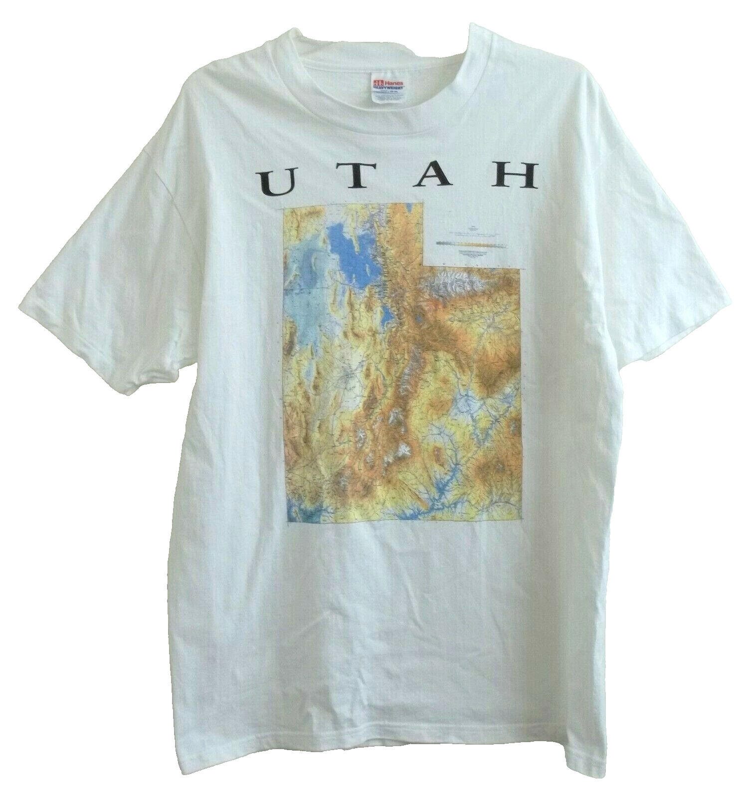 State of Utah with Map T-Shirt Adult L Large Size