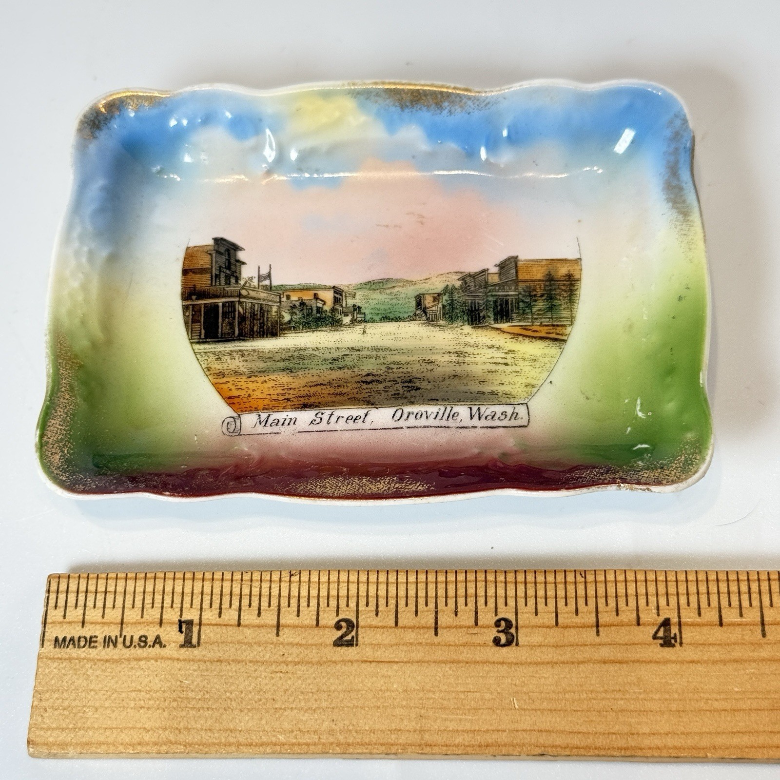 OROVILLE WA WASHINGTON Antique MAIN STREET Souvenir TRINKET DISH ASHTRAY