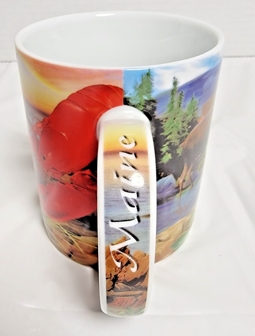 RARE Maine Souvenir Mug – Lobster Buoy Design, New England Coastal Coffee Cup