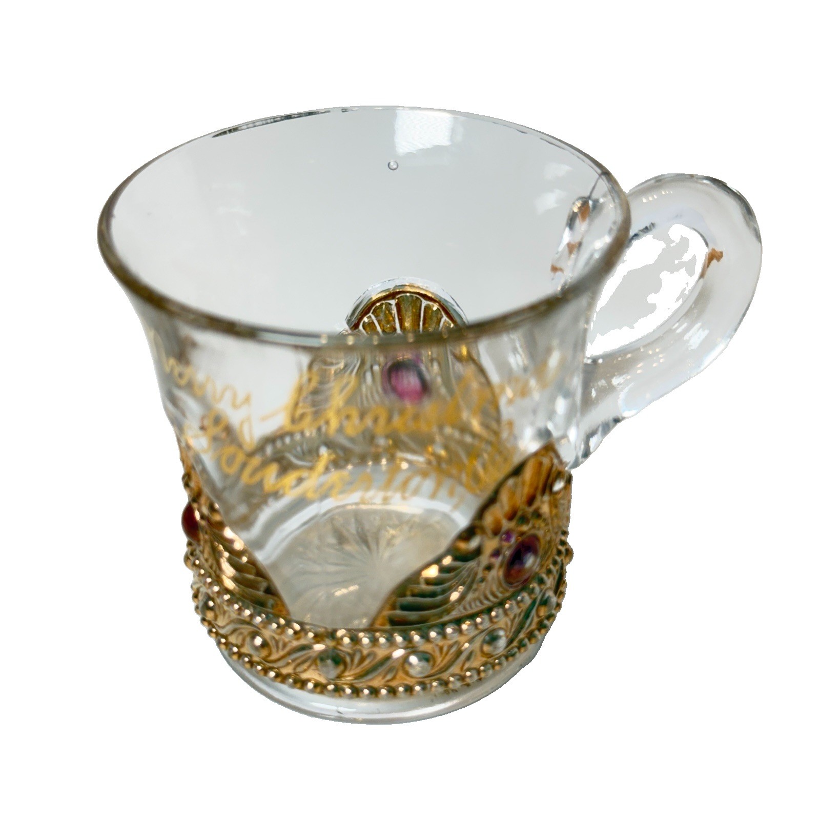 Souderton Pennsylvania PA Antique DEPRESSION Glass Souvenir Painted Trinket Cup