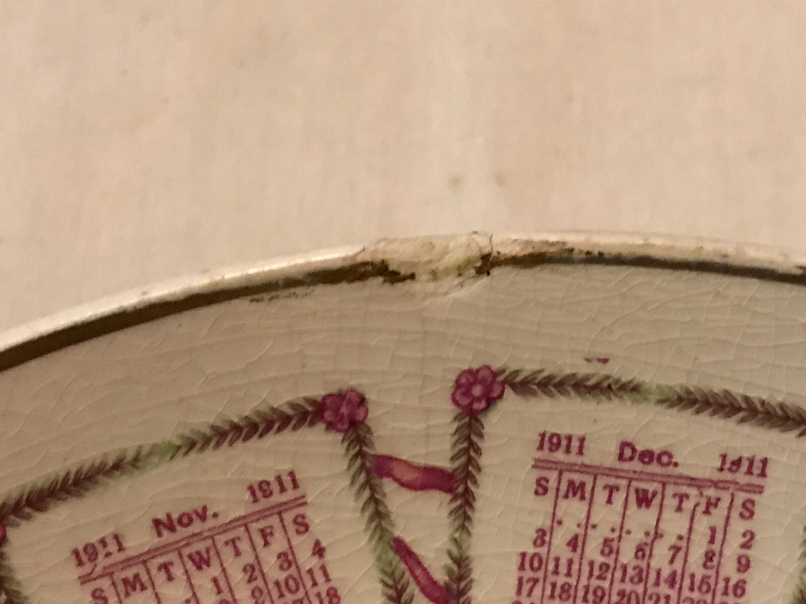 1911 S. H. Armstrong Grocer Calendar Plate, Bloomingdale Ohio