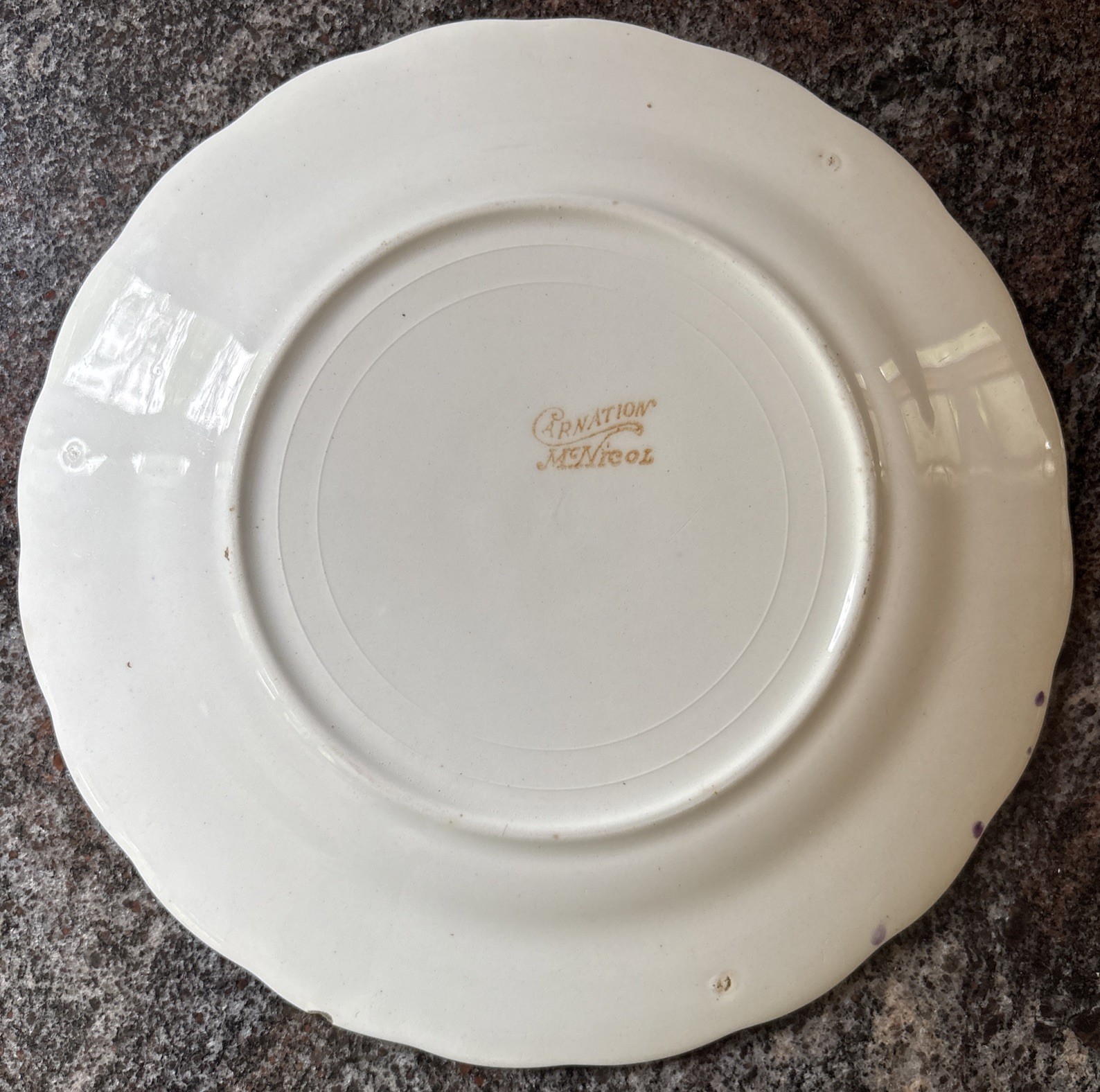 Vintage 1910 Calendar Plate Rhoads & Bro. Carnation McNicol Purple Horseshoe PA