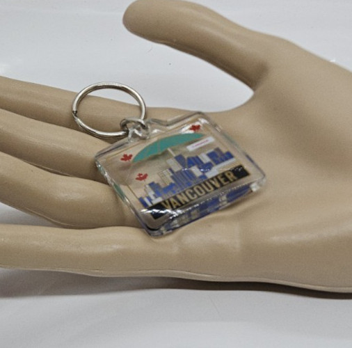 Lucite Vancouver Canada Multicolor Keychain Keyring Double Sided 2.5″