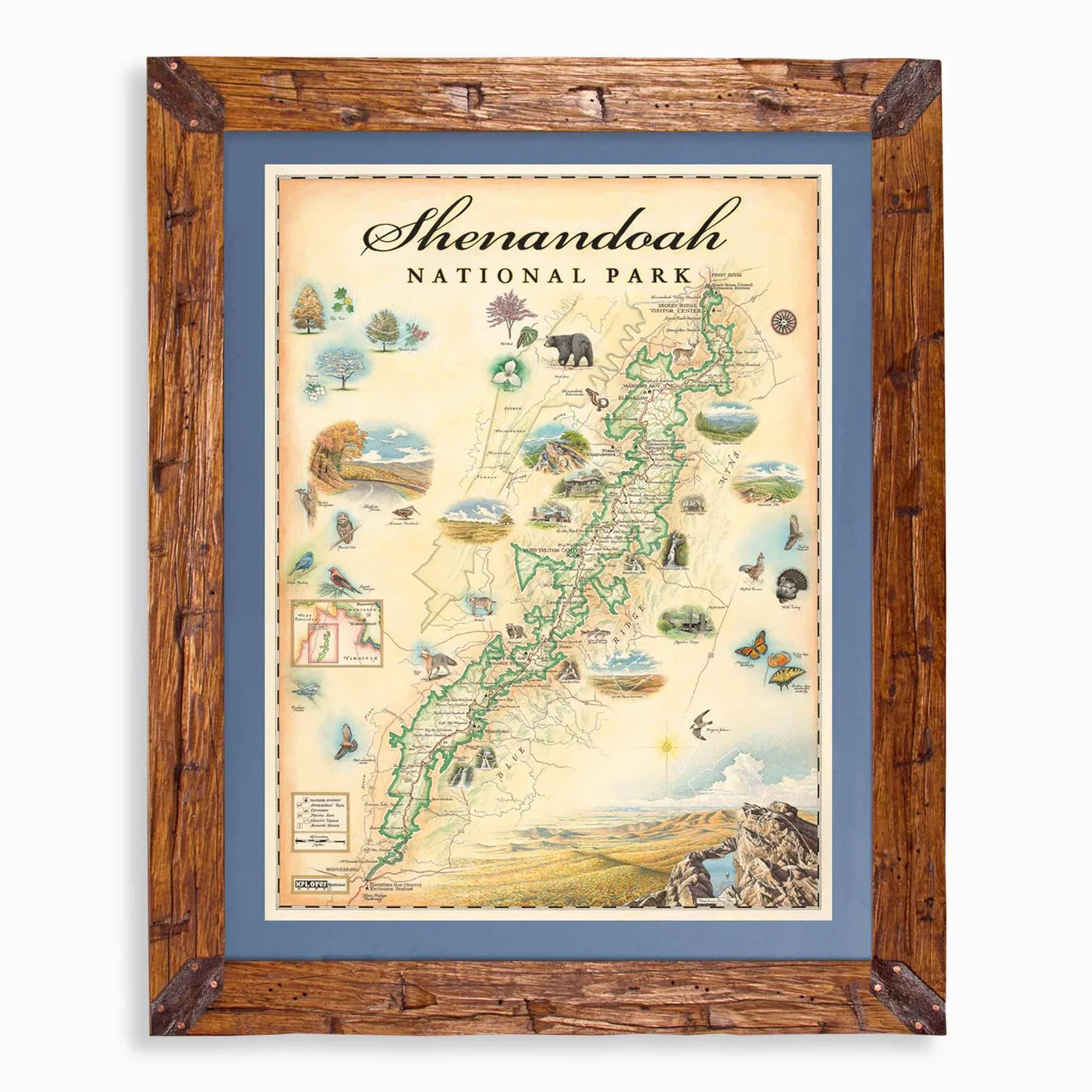 Shenandoah National Park Hand-Drawn Map Lithographic Print Only