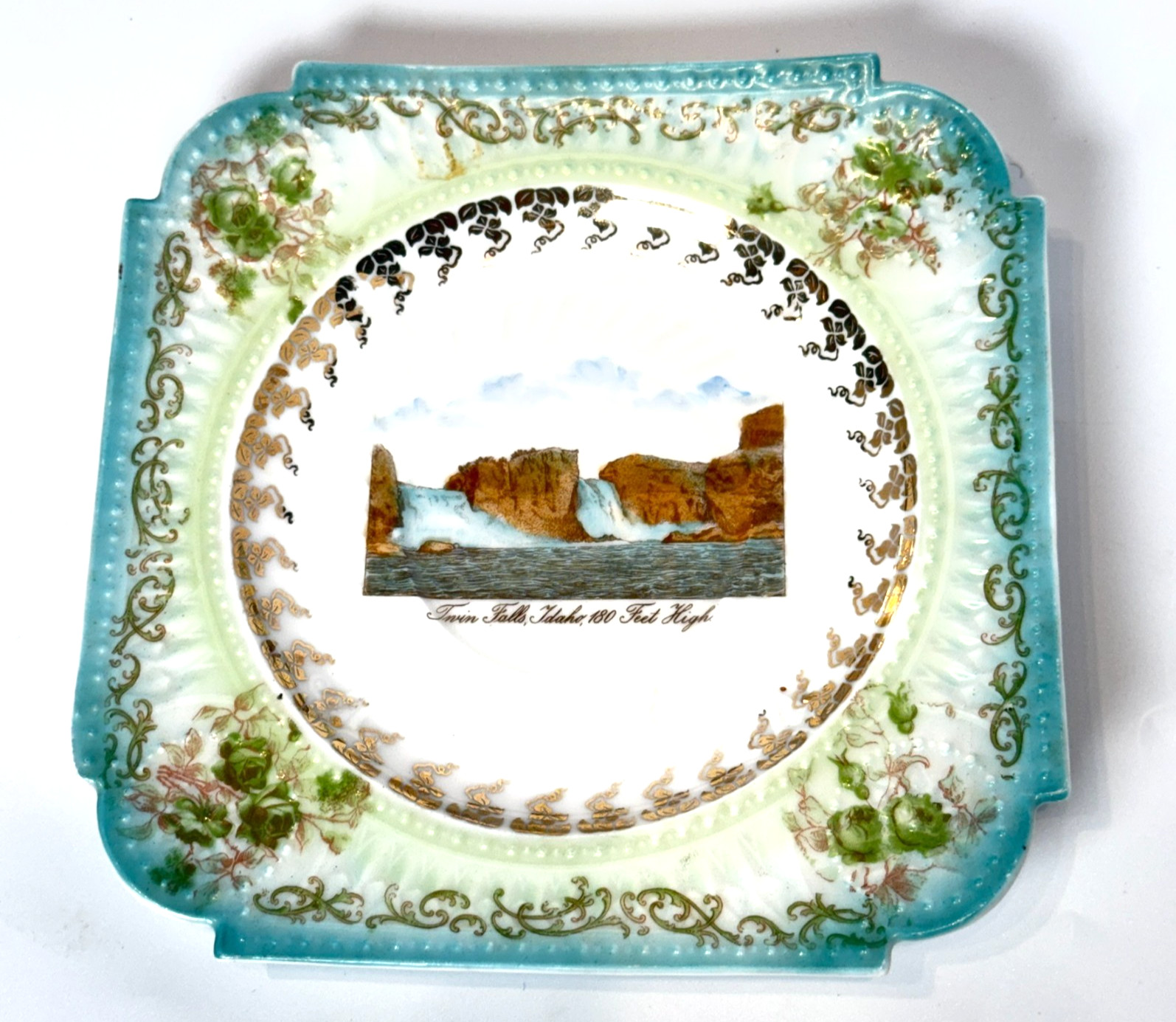 TWIN FALLS ID IDAHO Antique Souvenir China TRINKET DISH PLATE