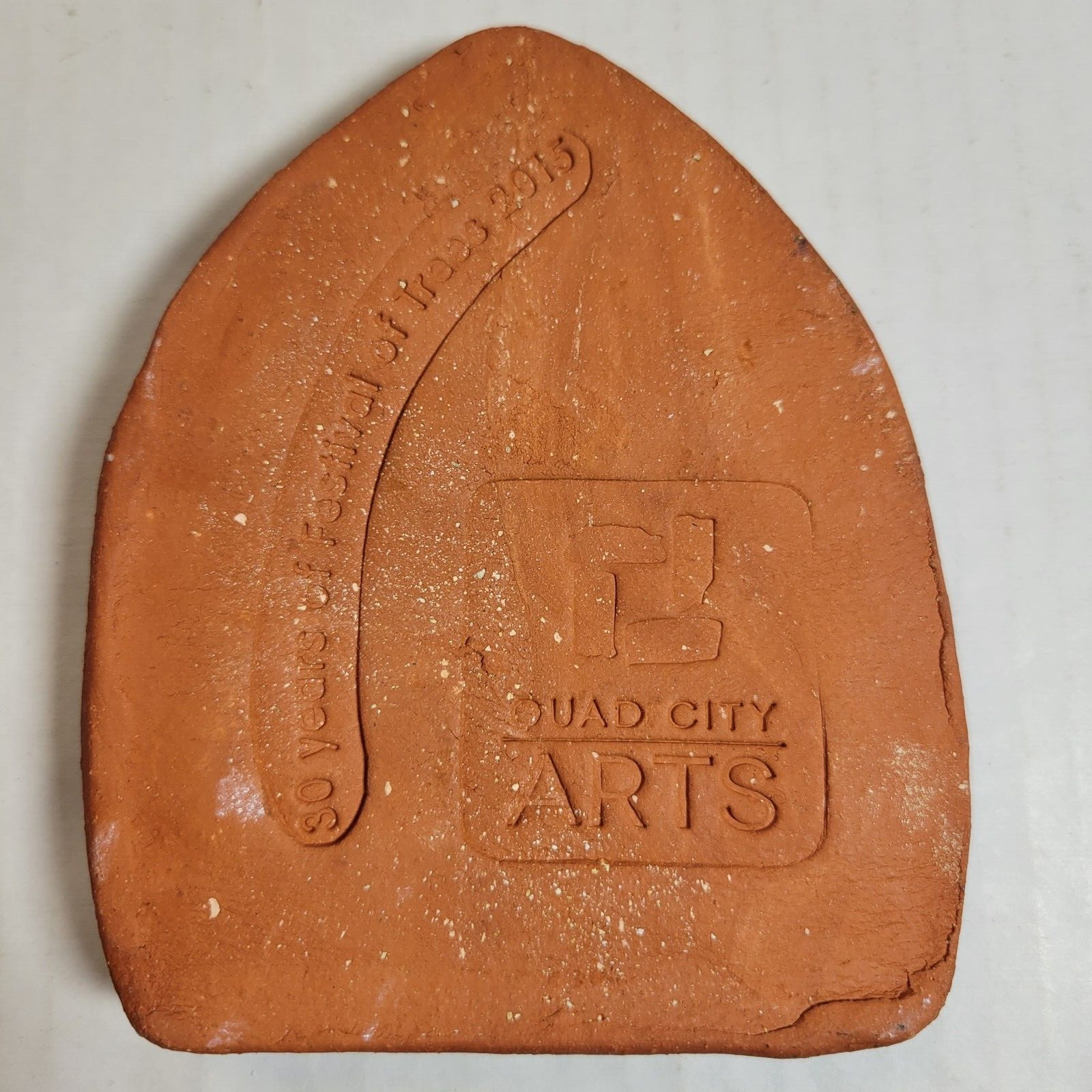 Quad City Arts Festival Of Trees Souvenir Pottery Paperweight Davenport Iowa