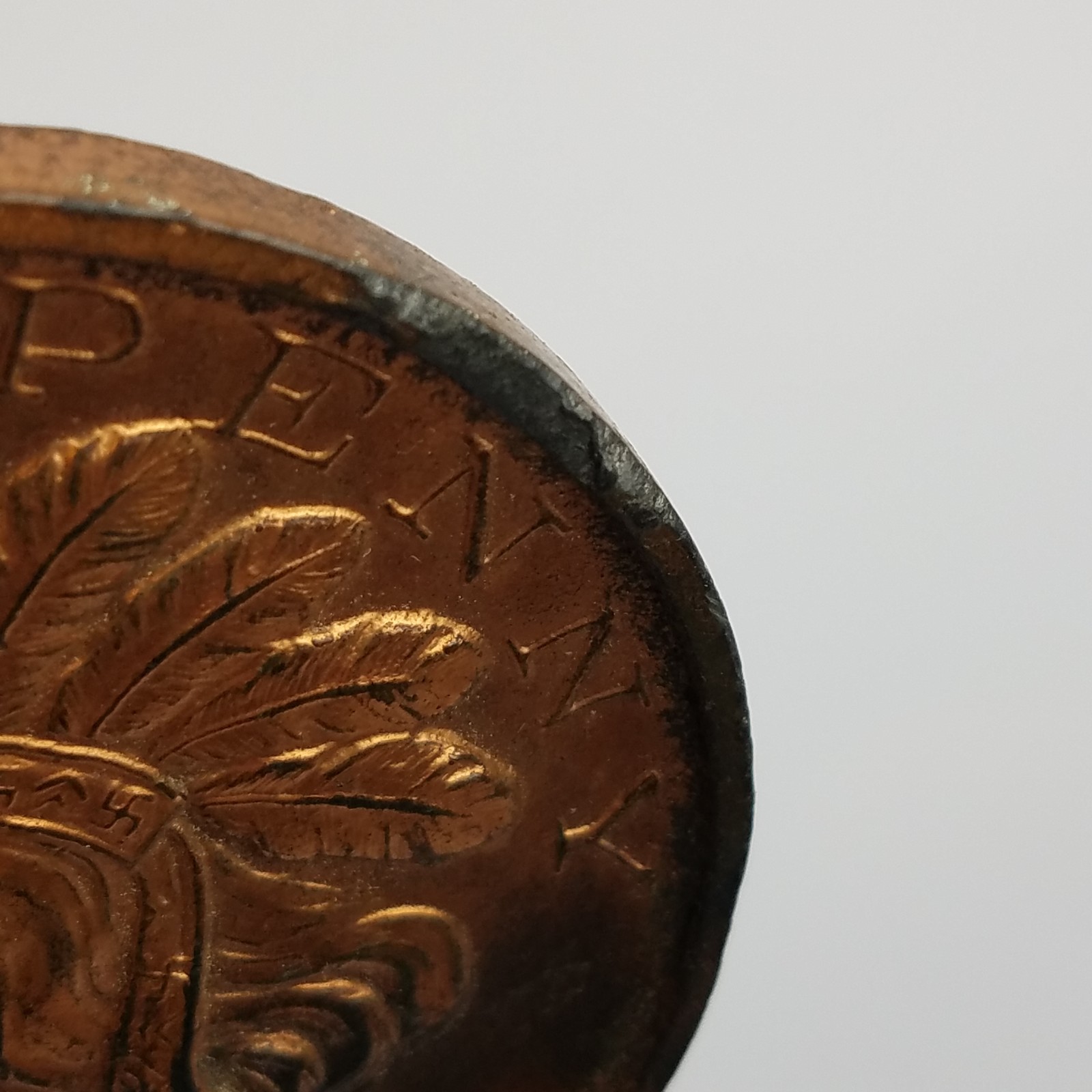Vtg Lucky Penny Souvenir 1920 Indian Head Washington DC Capitol 3″ Copper Color