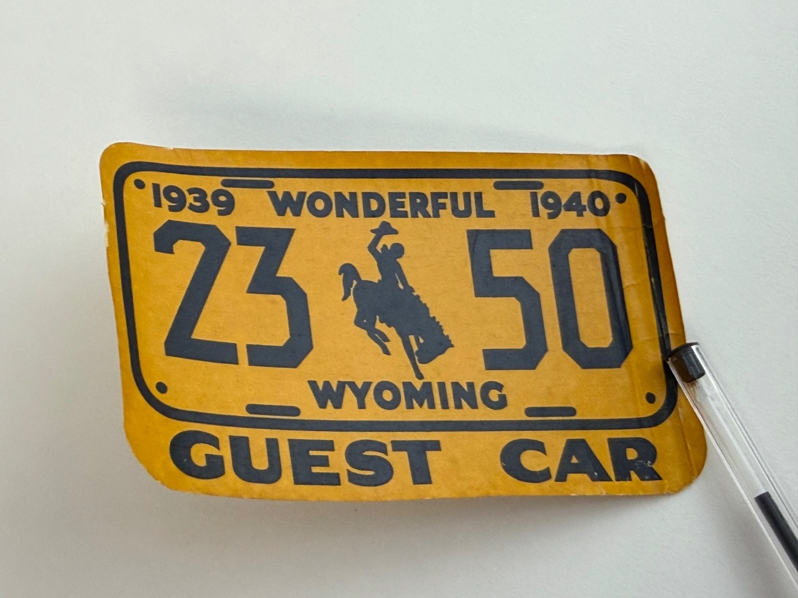 1940 Wyoming Guest Car Window Sticker – 50th Anniversary Statehood Yellowstone